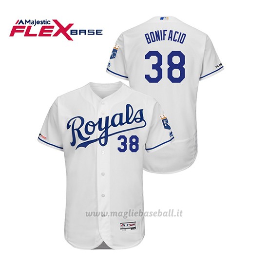 Maglia Baseball Uomo Kansas City Royals Jorge Bonifacio 150th Aniversario Patch Flex Base Bianco